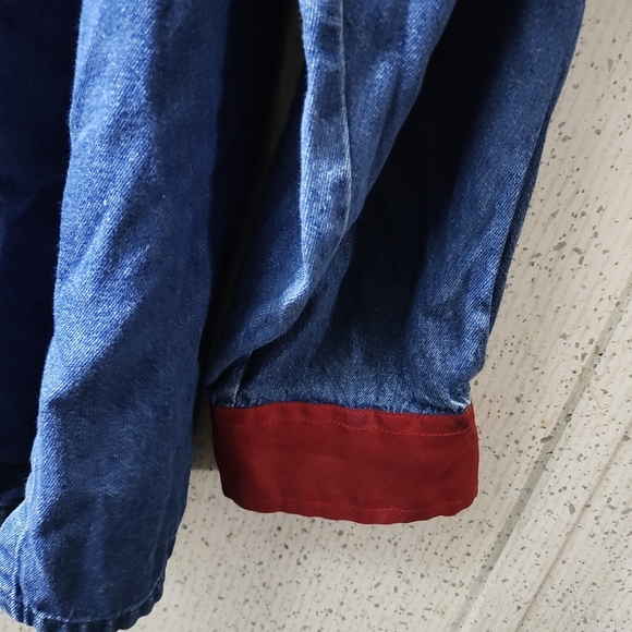 Rhythm Blue Christmas Denim Button-Up Shirt Women's XL Embroidered Clean - Picture 6 of 12